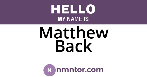 Matthew Back