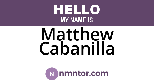 Matthew Cabanilla
