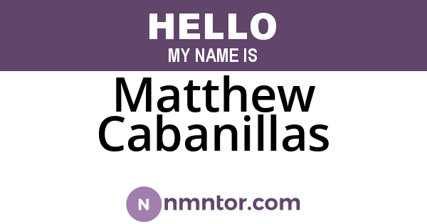 Matthew Cabanillas