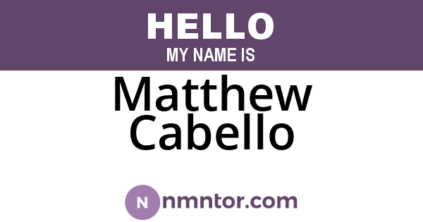 Matthew Cabello