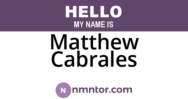 Matthew Cabrales