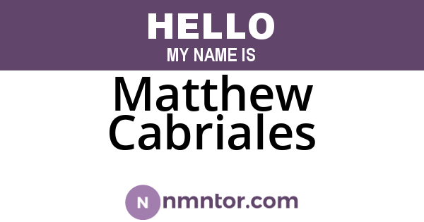 Matthew Cabriales