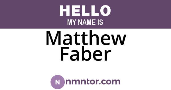 Matthew Faber