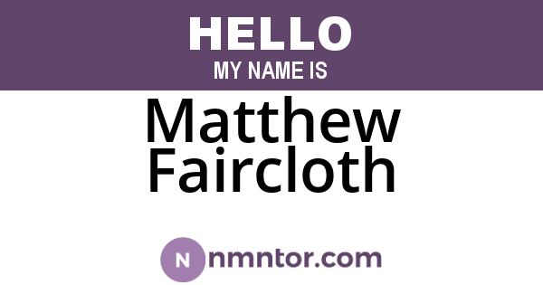 Matthew Faircloth
