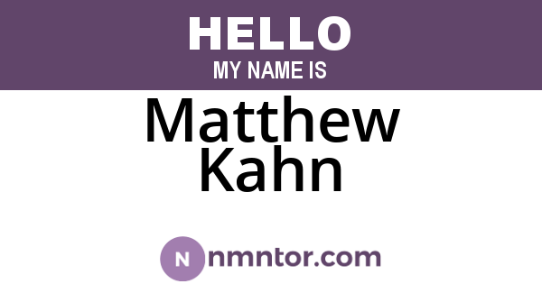 Matthew Kahn