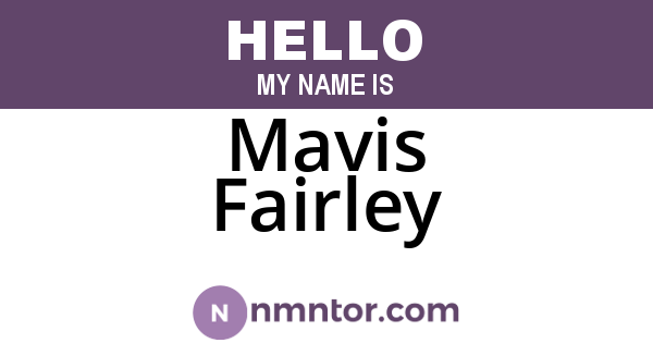 Mavis Fairley