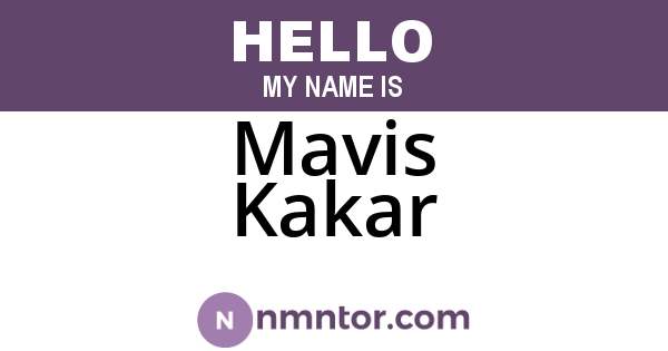 Mavis Kakar