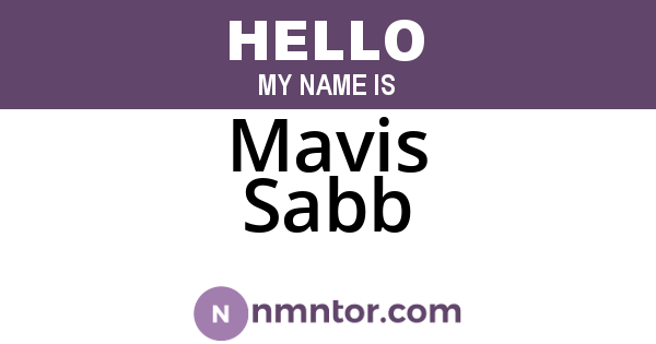 Mavis Sabb