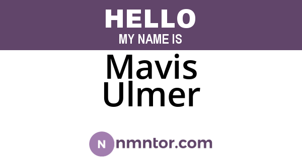 Mavis Ulmer