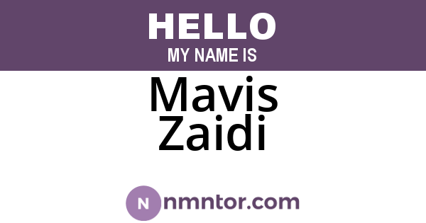 Mavis Zaidi