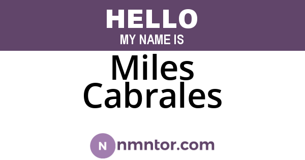Miles Cabrales
