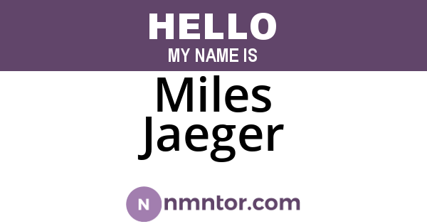 Miles Jaeger