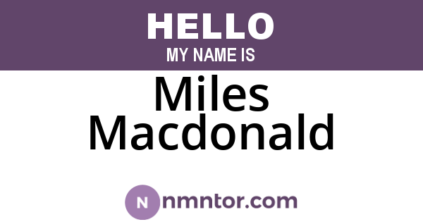 Miles Macdonald
