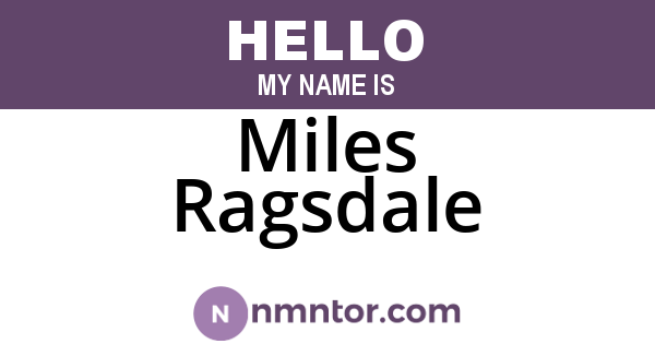 Miles Ragsdale