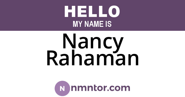 Nancy Rahaman