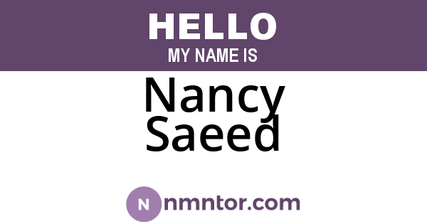 Nancy Saeed
