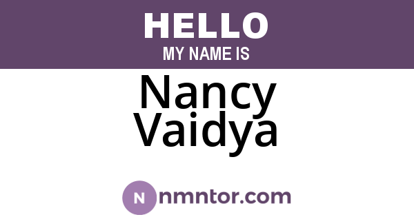 Nancy Vaidya