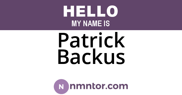 Patrick Backus