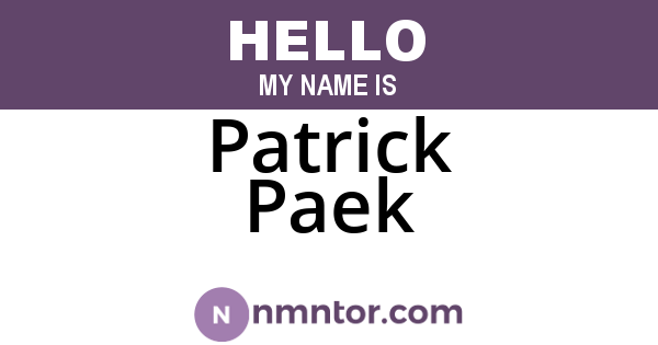 Patrick Paek