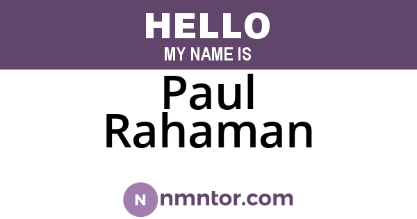 Paul Rahaman