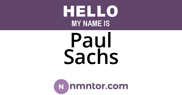Paul Sachs
