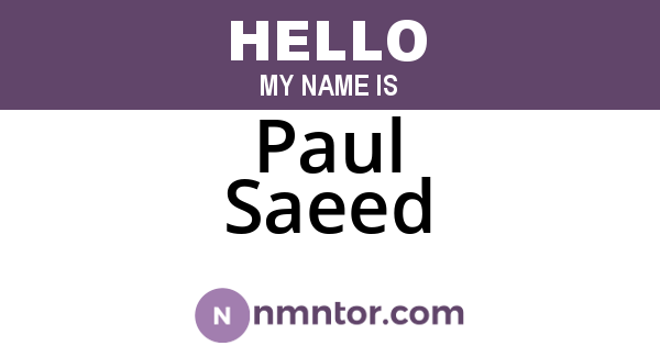 Paul Saeed