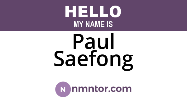 Paul Saefong