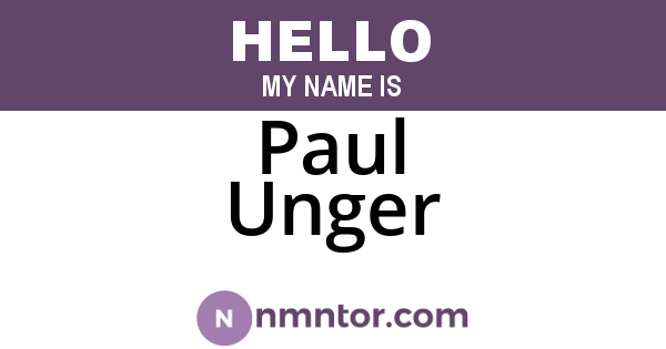 Paul Unger