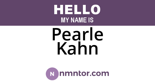 Pearle Kahn