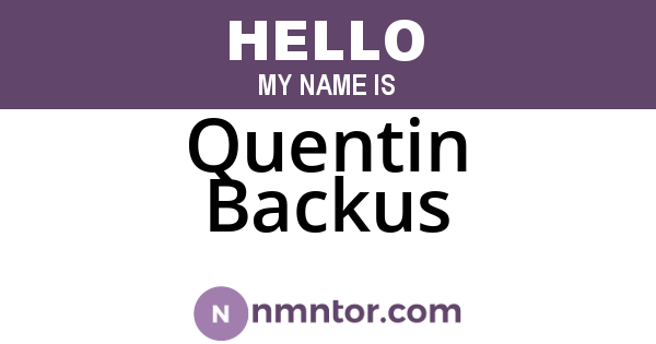 Quentin Backus