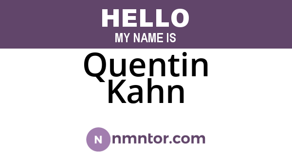 Quentin Kahn