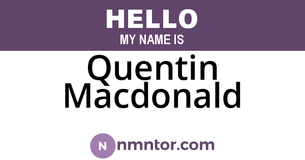 Quentin Macdonald