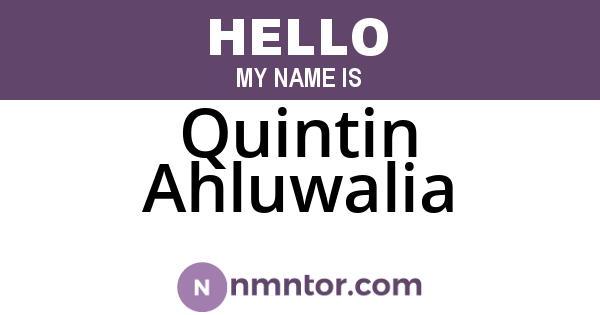 Quintin Ahluwalia