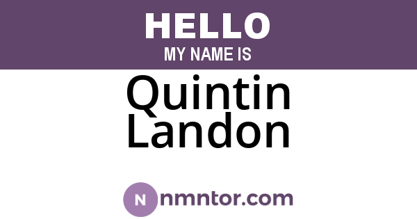 Quintin Landon
