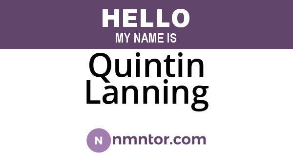 Quintin Lanning