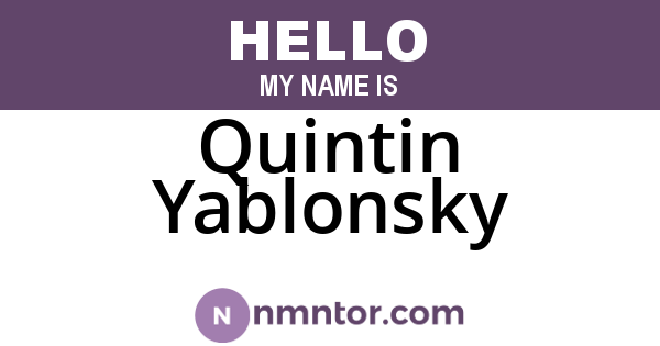 Quintin Yablonsky