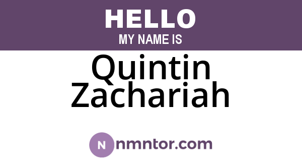 Quintin Zachariah
