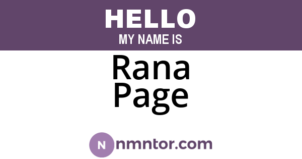 Rana Page