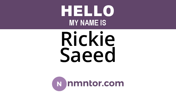 Rickie Saeed