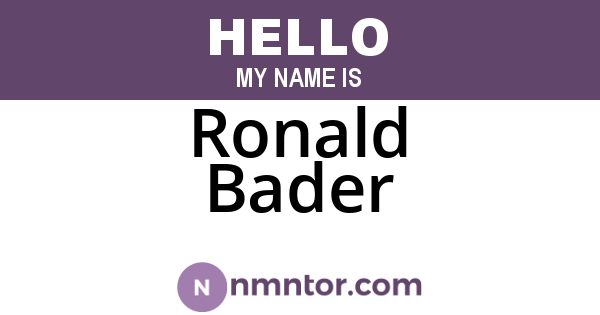 Ronald Bader