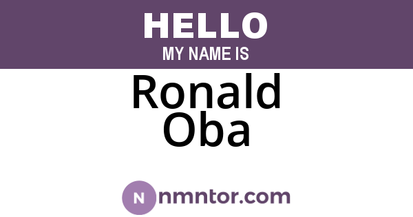 Ronald Oba
