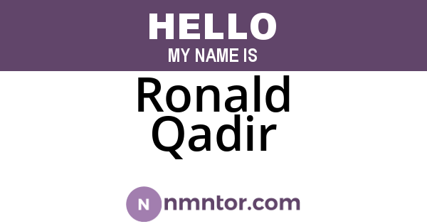 Ronald Qadir