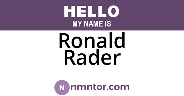 Ronald Rader