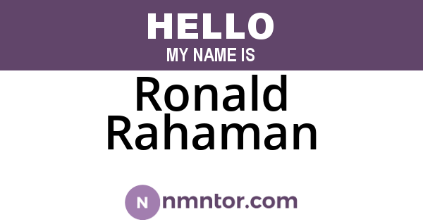 Ronald Rahaman