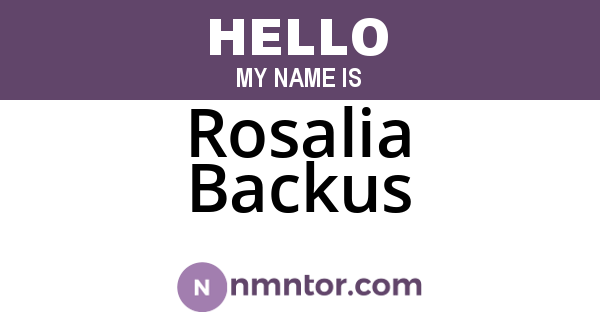 Rosalia Backus