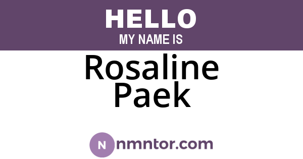 Rosaline Paek