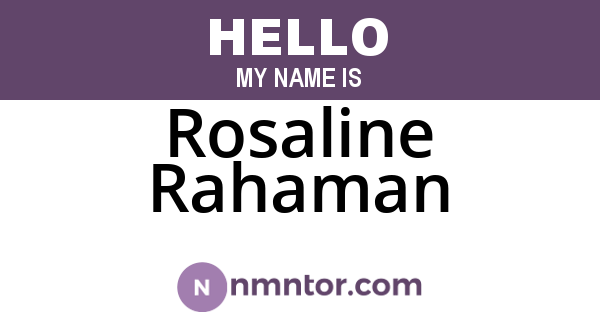 Rosaline Rahaman