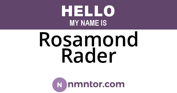 Rosamond Rader