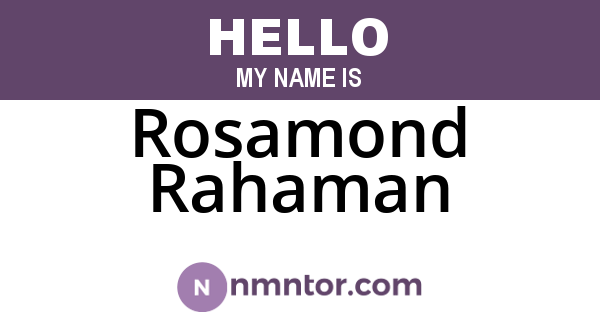 Rosamond Rahaman