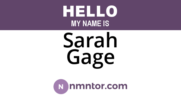 Sarah Gage